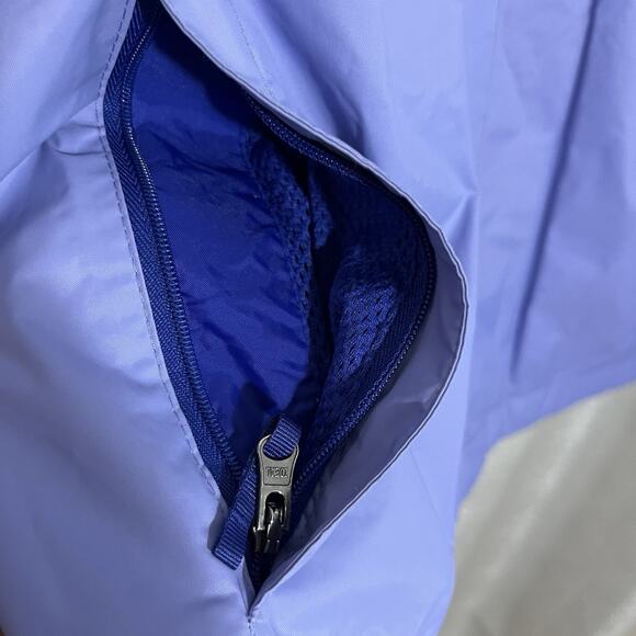 COLUMBIA OMNI TECH HOODED RAIN JACKET in Girl's size Large Purple Light Packable - Picture 4 of 12